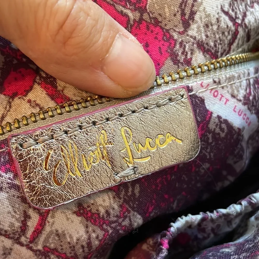 Elliott Lucca‎ gold, silver & bronze woven clutch purse